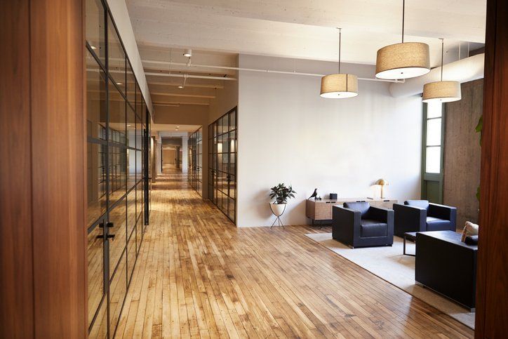 Corporate office hallway