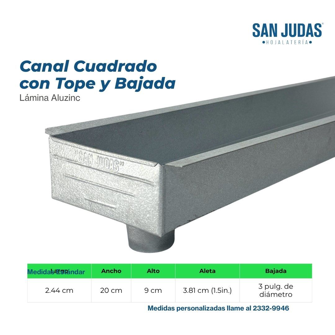 Canal Cuadrado con Tope y Bajada