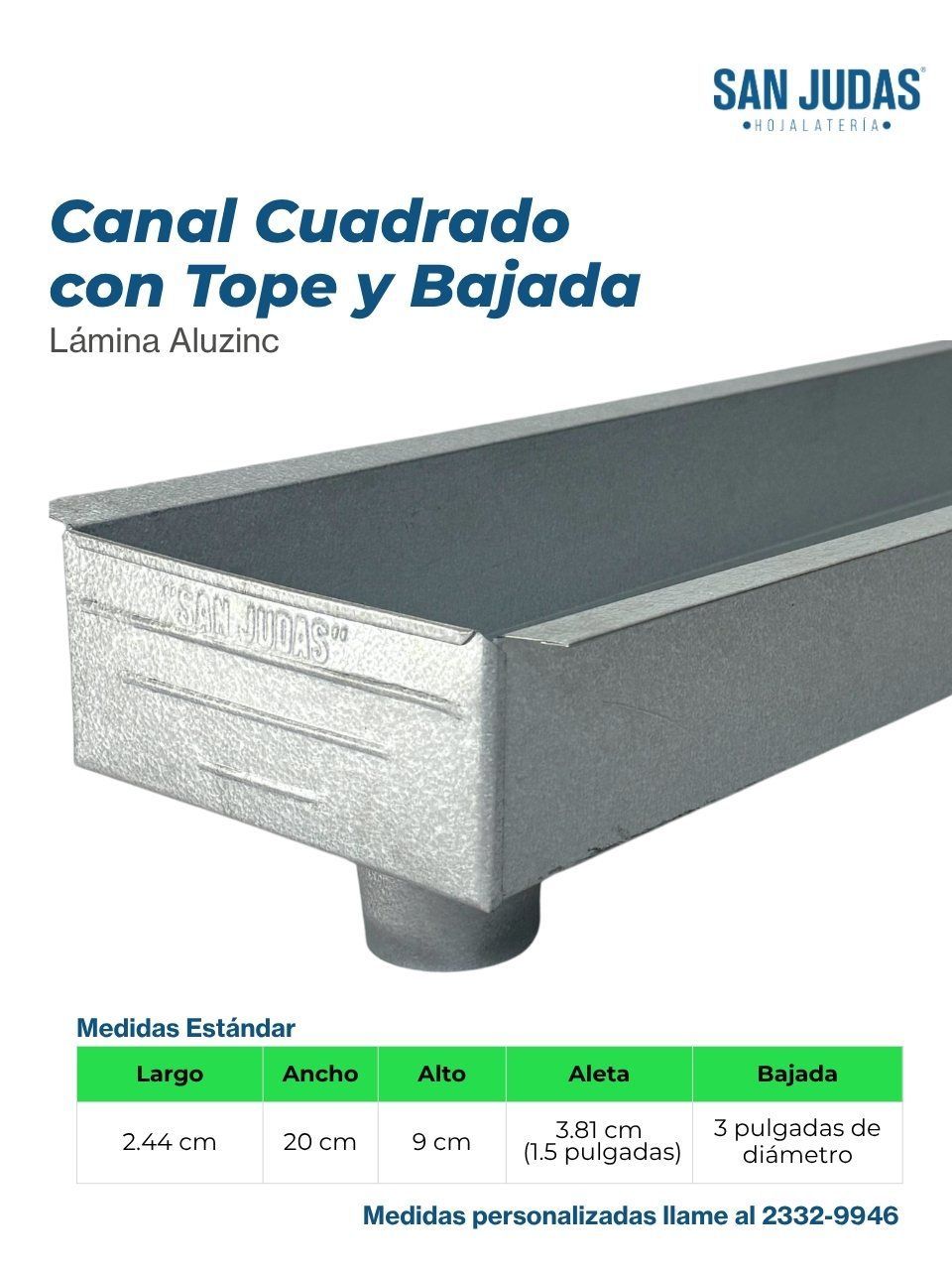 Canal Cuadrado con Tope y Bajada
