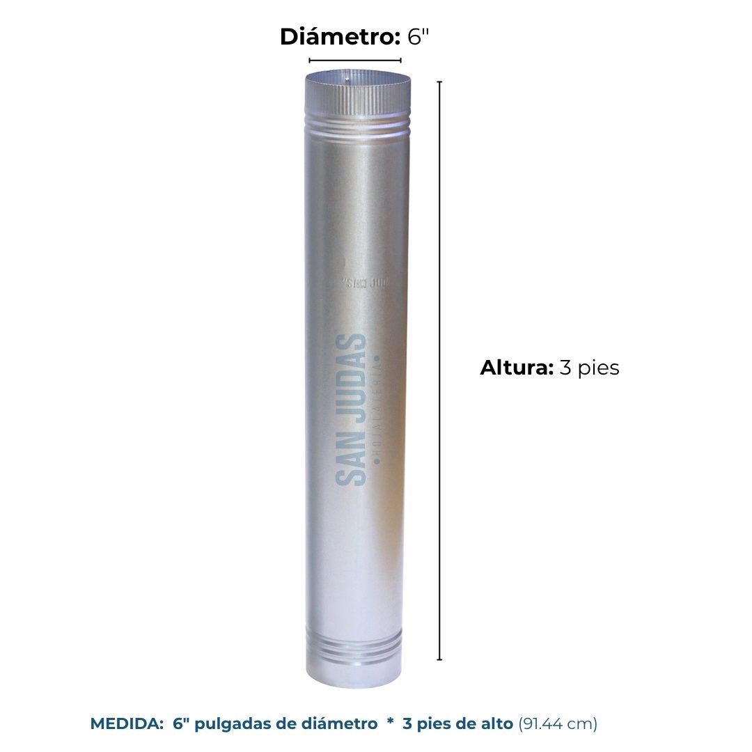 Tubo para Chimenea de 6 pulgadas en Lámina Aluzinc