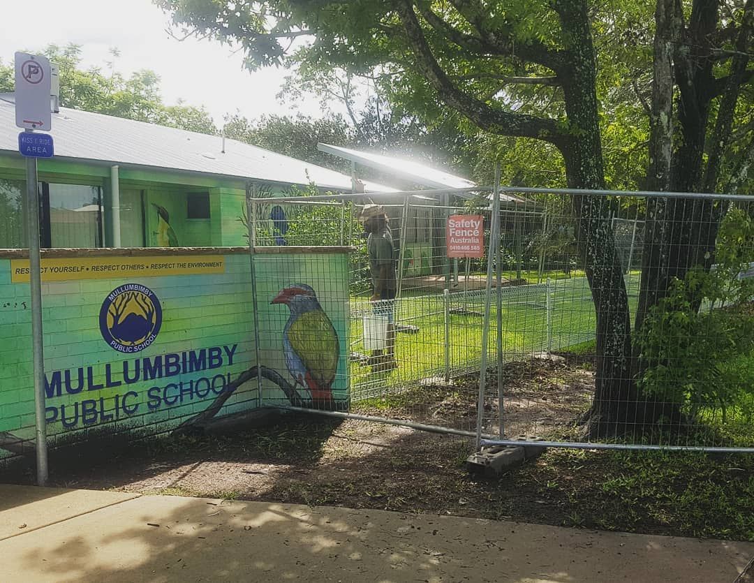 Fence is Surrounding a Building With a Mural on the Side of It — Safety Fence Australia in Murwillumbah, NSW