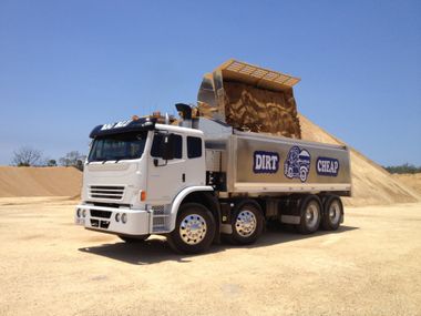 Earthmoving truck — Landscaping Supplies in Gladstone, QLD