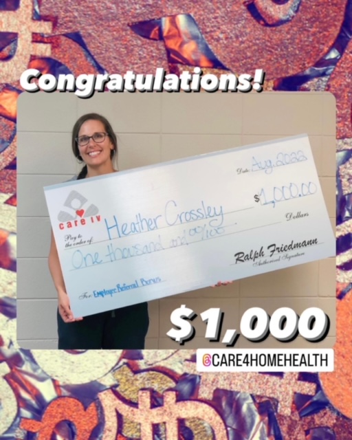 Therapist Receiving a Bonus — Little Rock, AR — Care IV Home Health