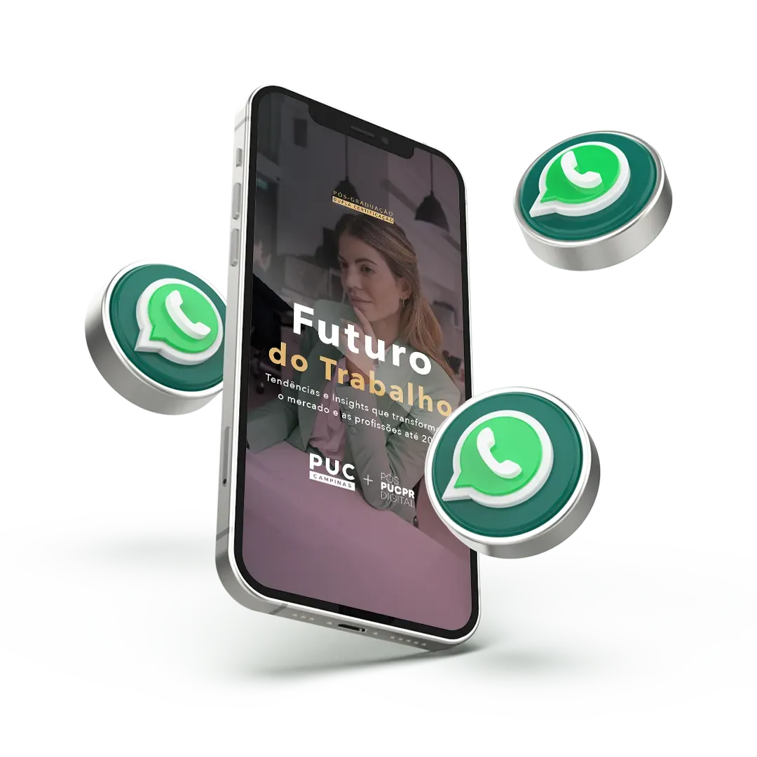 Um celular com três ícones do WhatsApp.