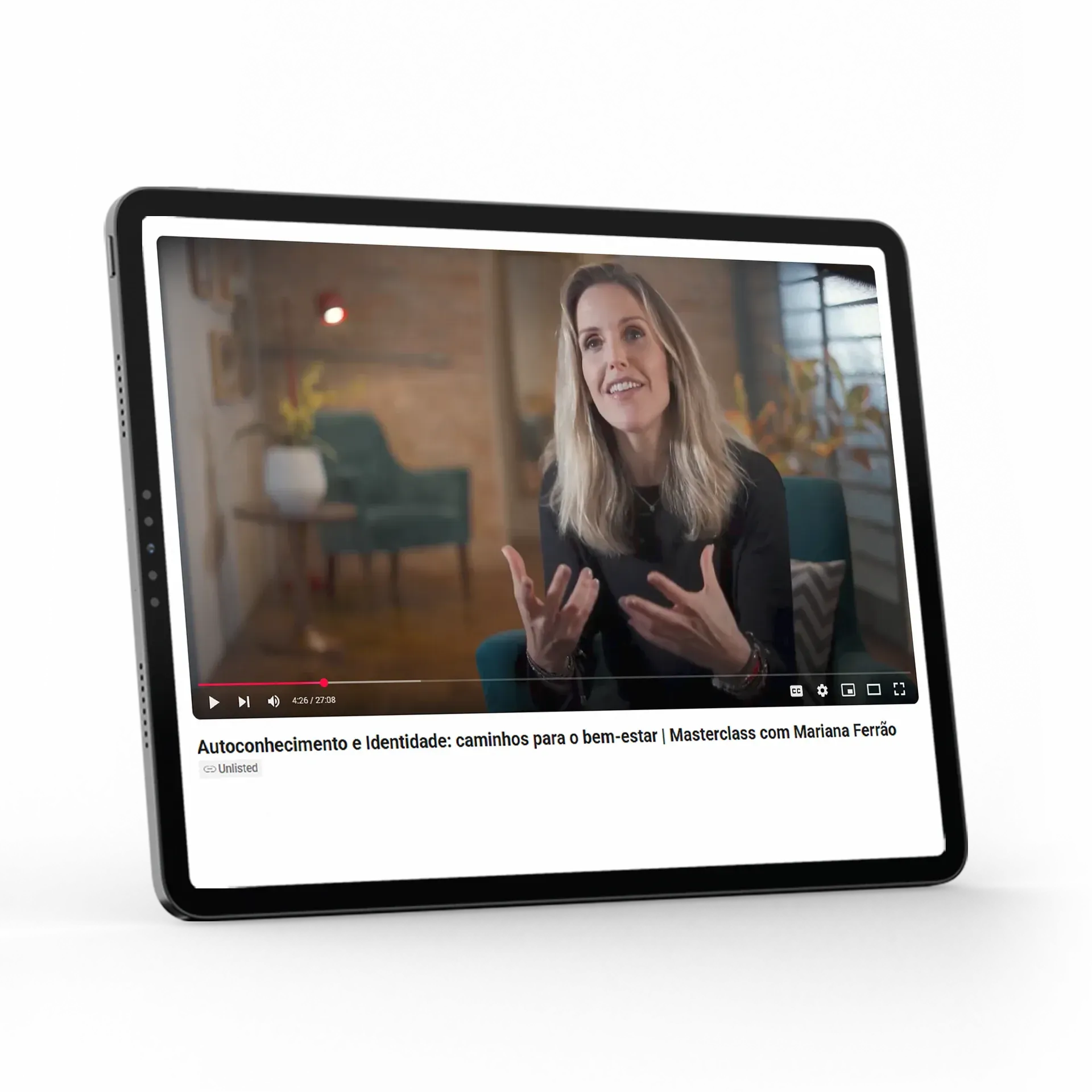 A tablet with a screen that says o impacto da inteligencia artificial na saúde on it.