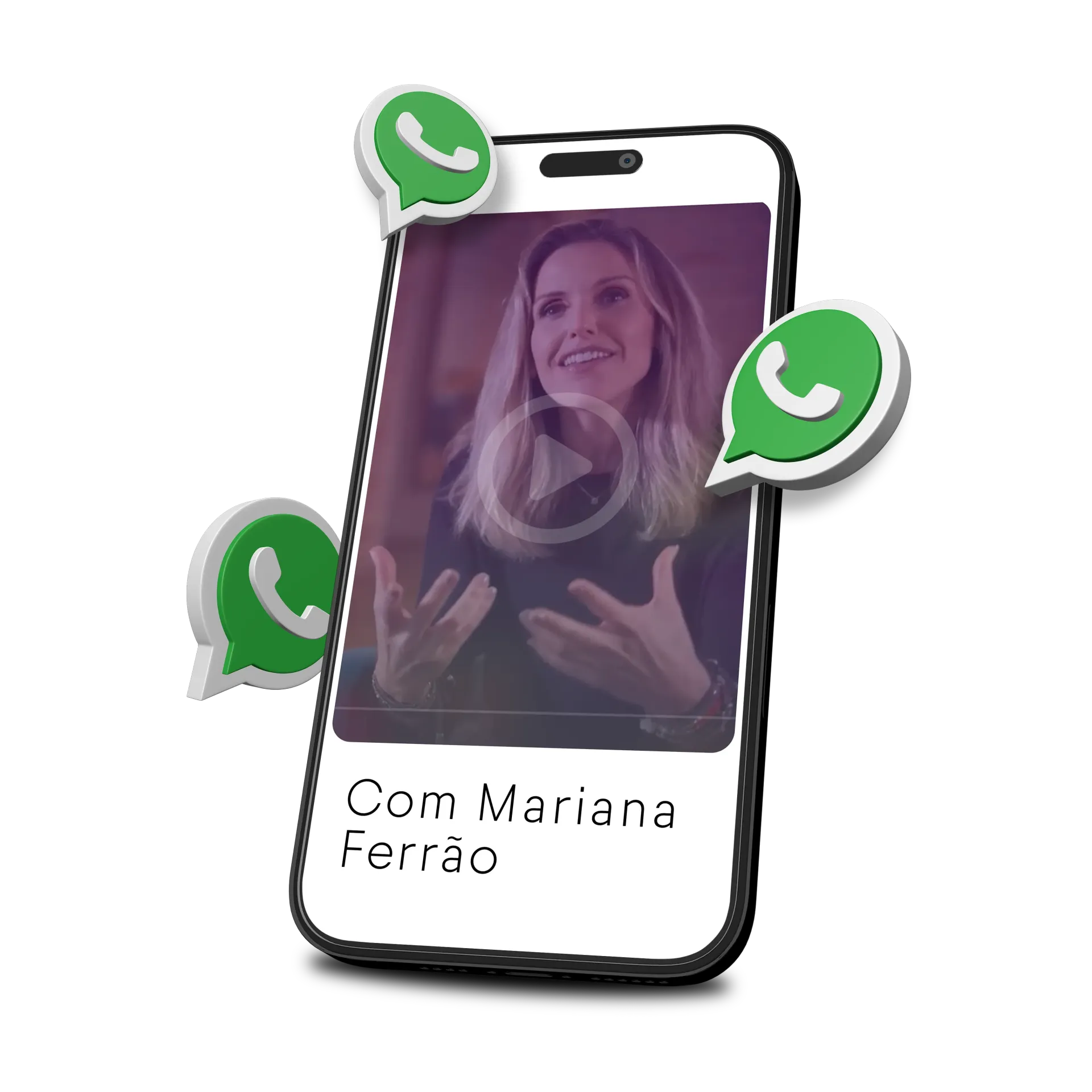 Um celular com três ícones do WhatsApp.