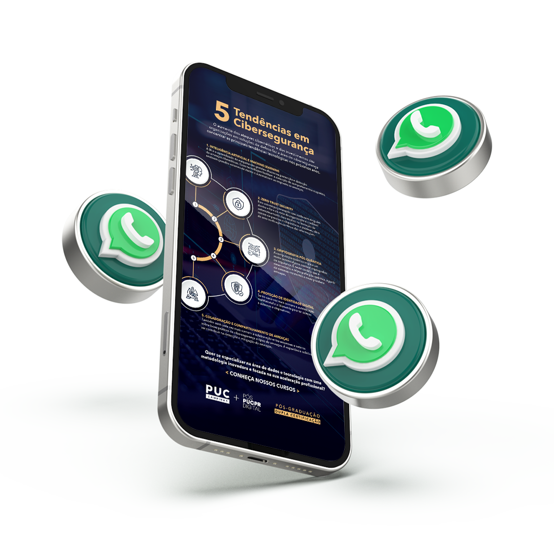 Um celular com três ícones do WhatsApp.