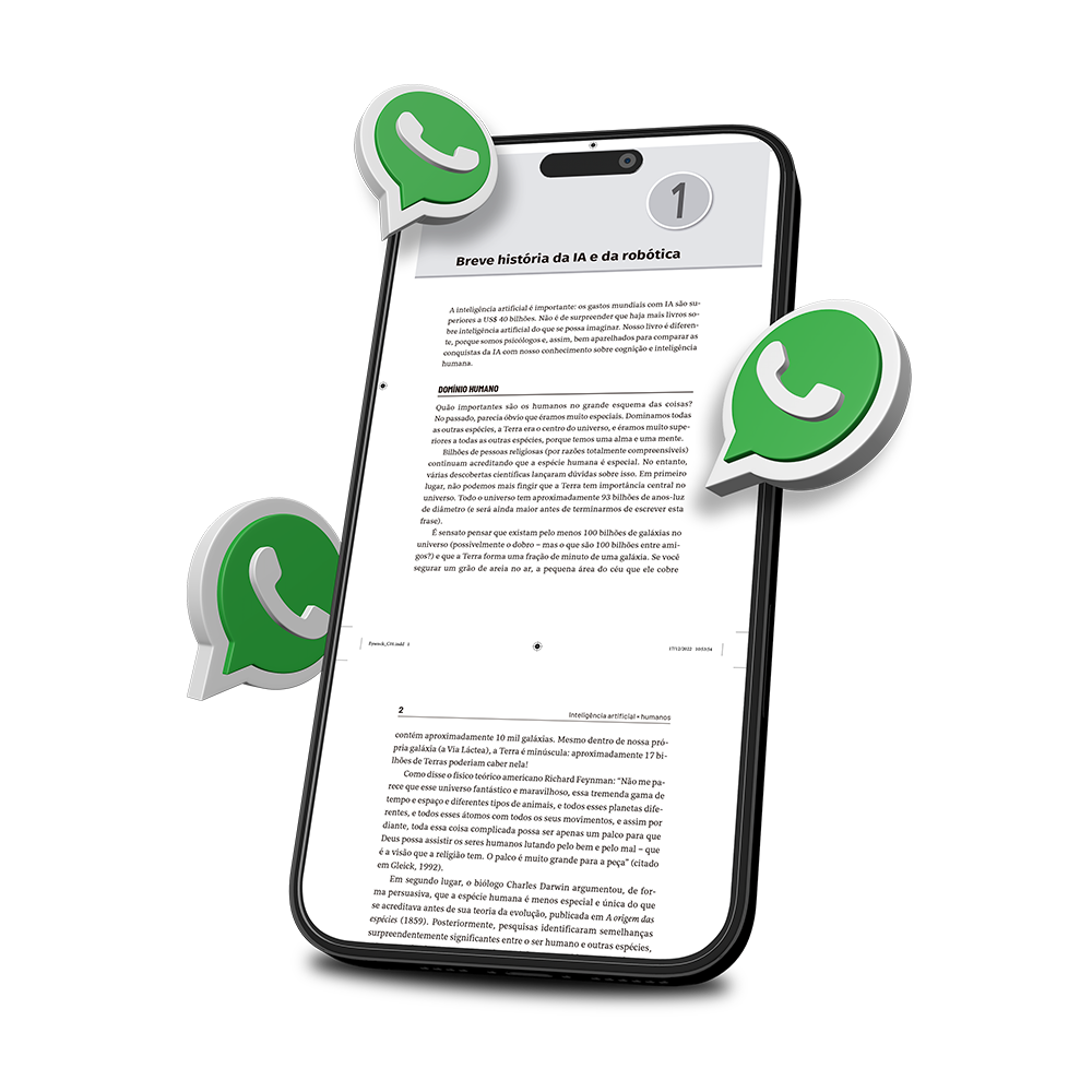 Um celular branco com uma mensagem na tela.