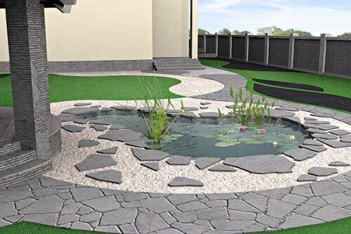 Hardscapes and water garden, 3d rendering — Water Fountain Design in Lexington KY