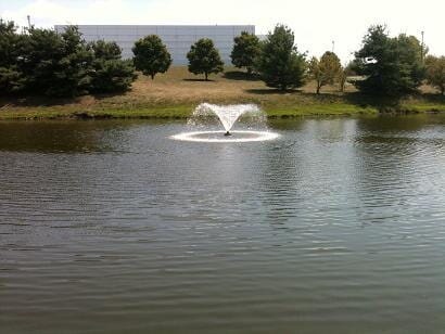 Fountain at the center of the lake — Lakes in Lexington KY