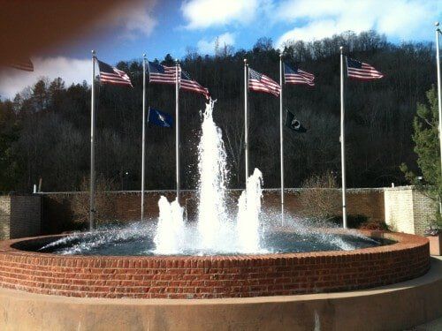 Water fountain with american flags — Water fountain repair in Lexington KY