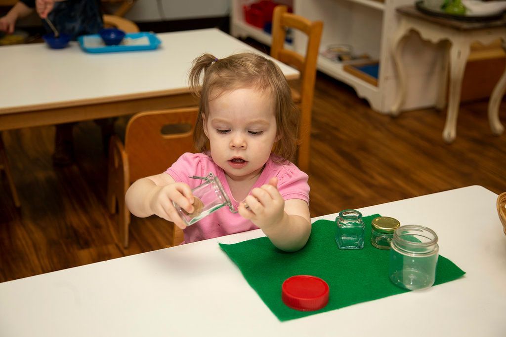 Montessori child working in the classroom