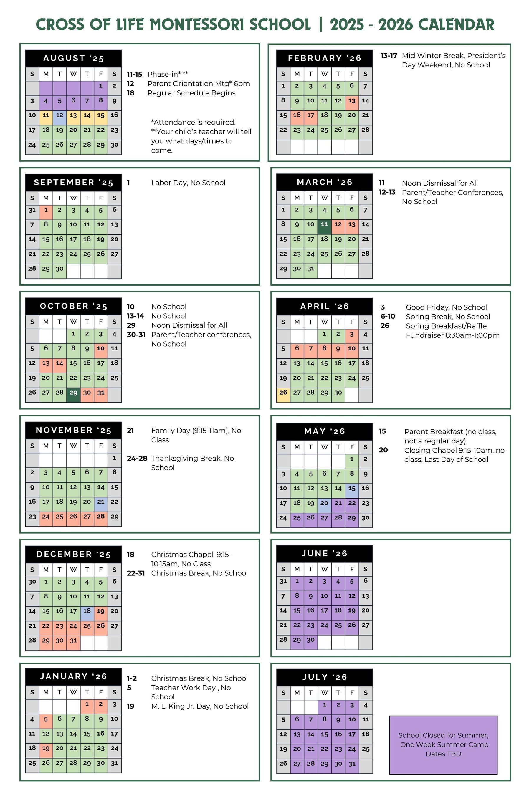2025-2026 school calendar