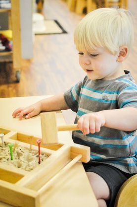 Montessori child working in the classroom