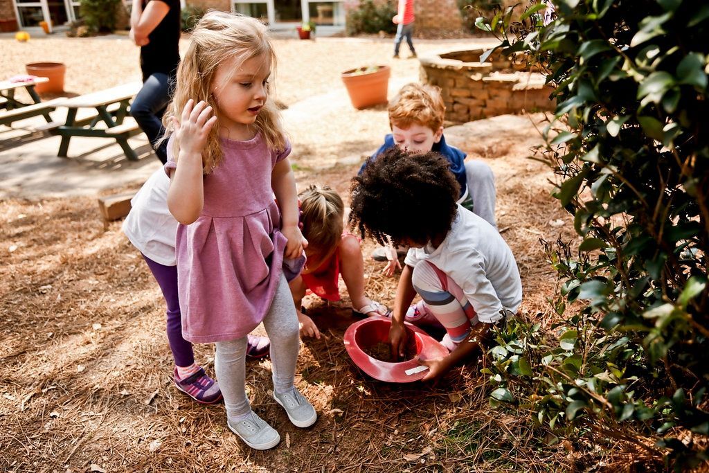 Montessori children during outside time