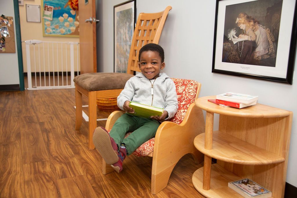 Montessori child reading