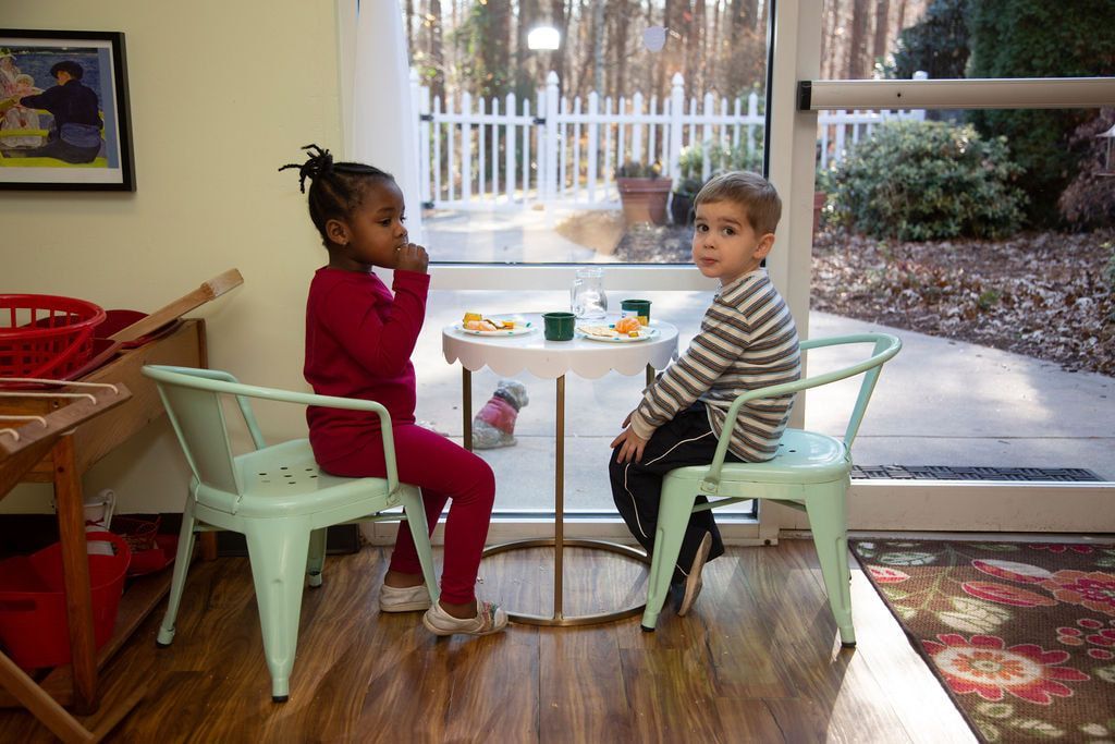 Montessori children snacking