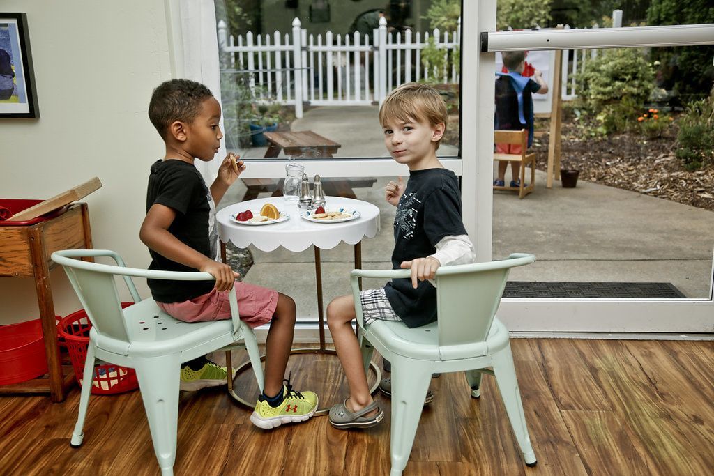 Montessori children having a snack