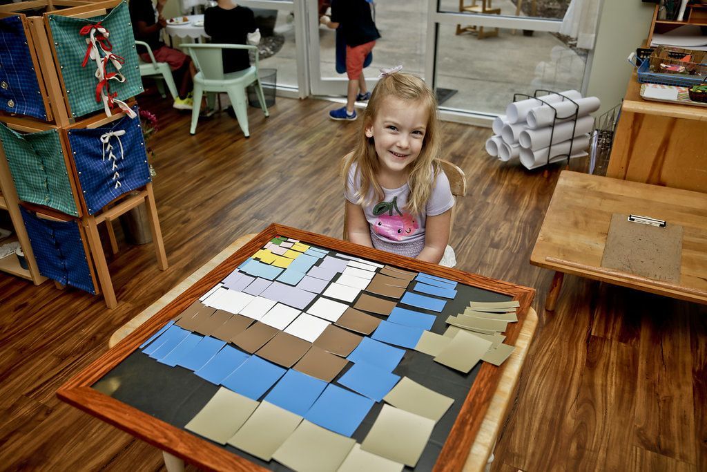 Montessori child working in the classroom