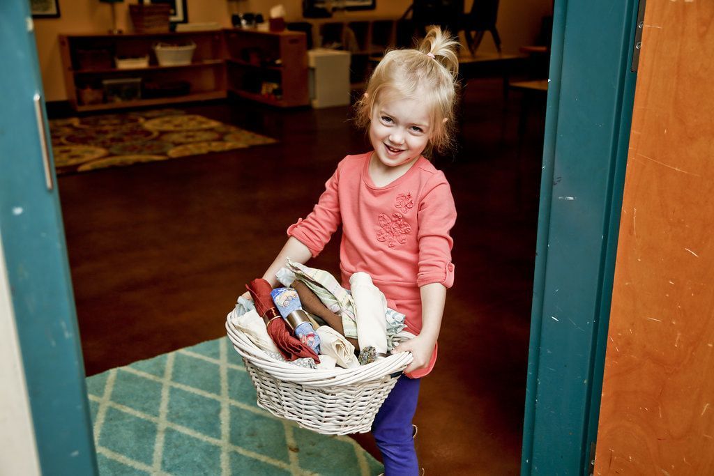 Montessori child working on practical life skills