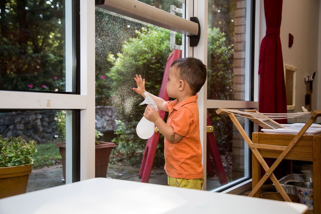 Montessori child working on practical life skills