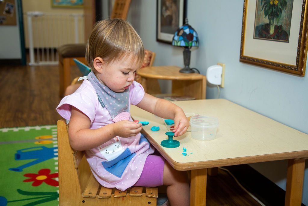 Montessori child working in the classroom