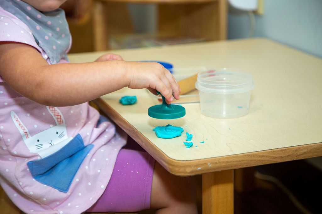 Montessori child working in the classroom