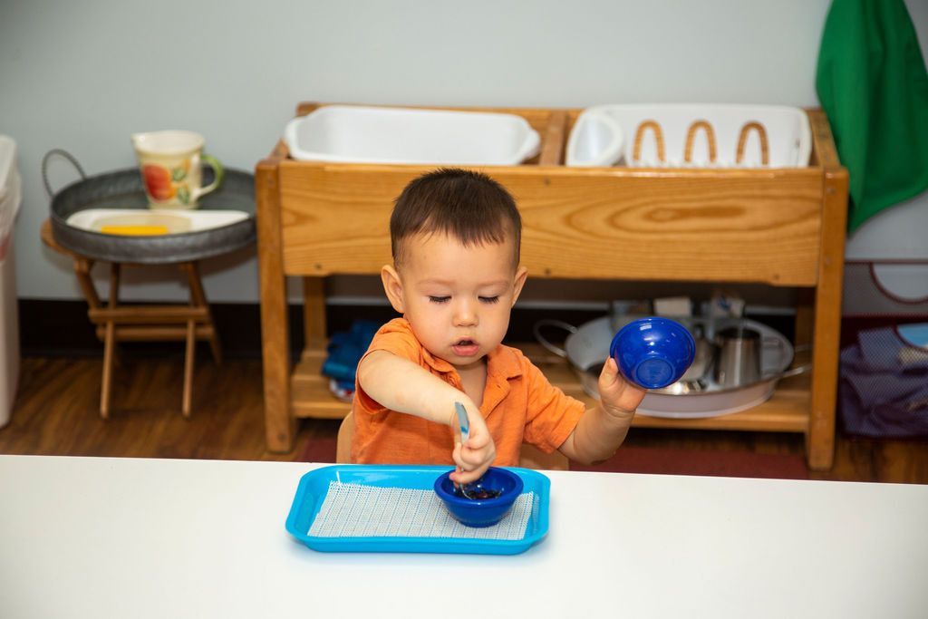 Montessori child working in the classroom