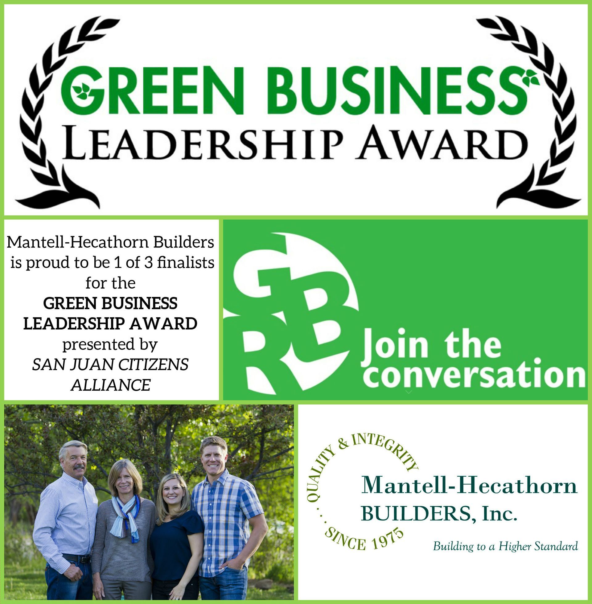 A poster for the green business leadership award