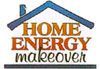 The logo for home energy makeover shows a house with a blue roof.