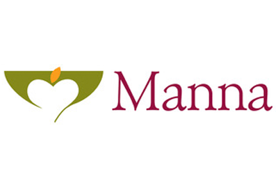 A logo for manna with a heart in the middle