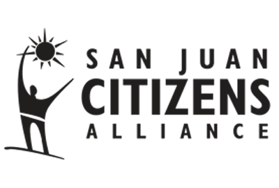 A black and white logo for san juan citizens alliance