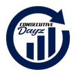 Logo: Dark blue circle with upward-pointing arrow, bar graph and text "Consecutive Dayz" in a stylized font.