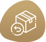 an icon of a box and a coin on a brown background .