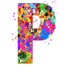 a colorful letter p with a white background