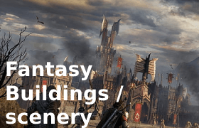 Fantasy style buildings and scenery