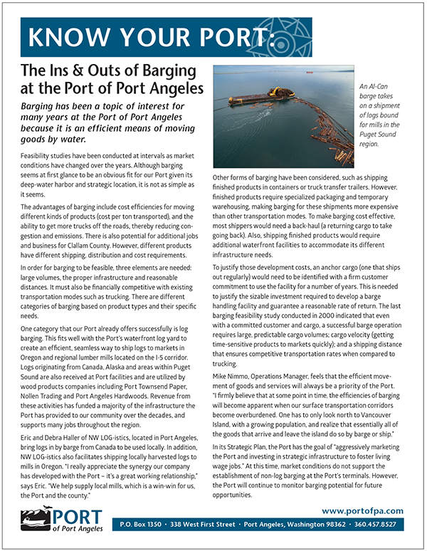 Port of Port Angeles barging paper