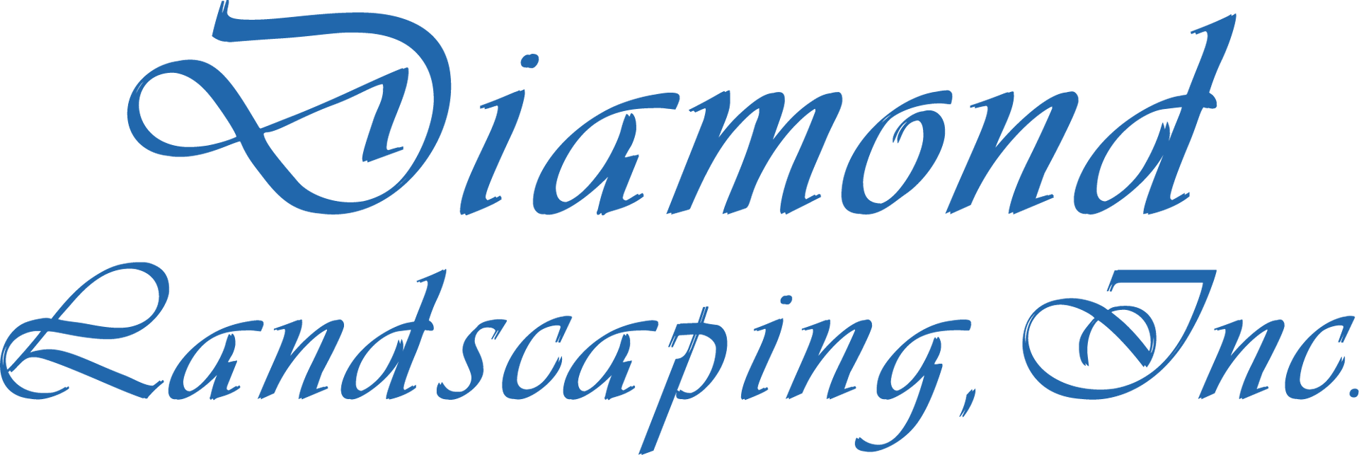 Blue logo of Diamond Landscaping, Inc. in a decorative font.