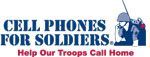 Cell Phones for Soldiers logo with a soldier using a radio and text 