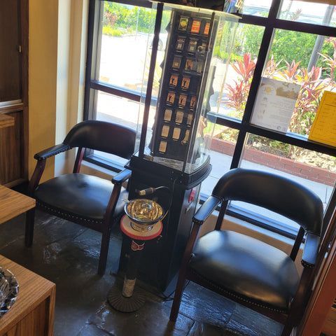 Two chairs are sitting in front of a window in a room.