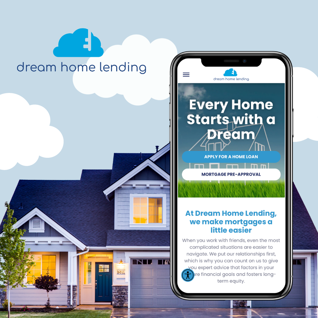 A phone is displaying a website for dream home lending.