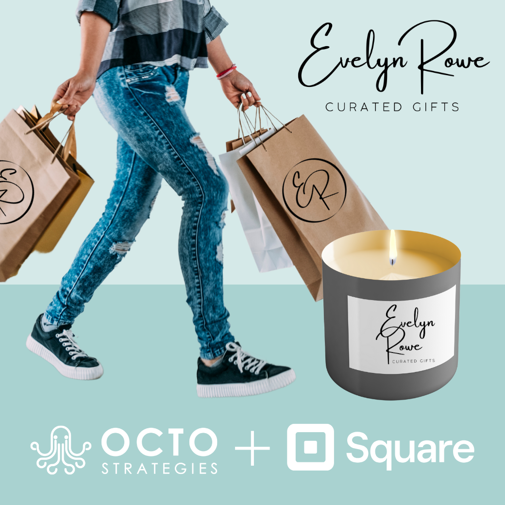 A woman is carrying shopping bags next to a candle