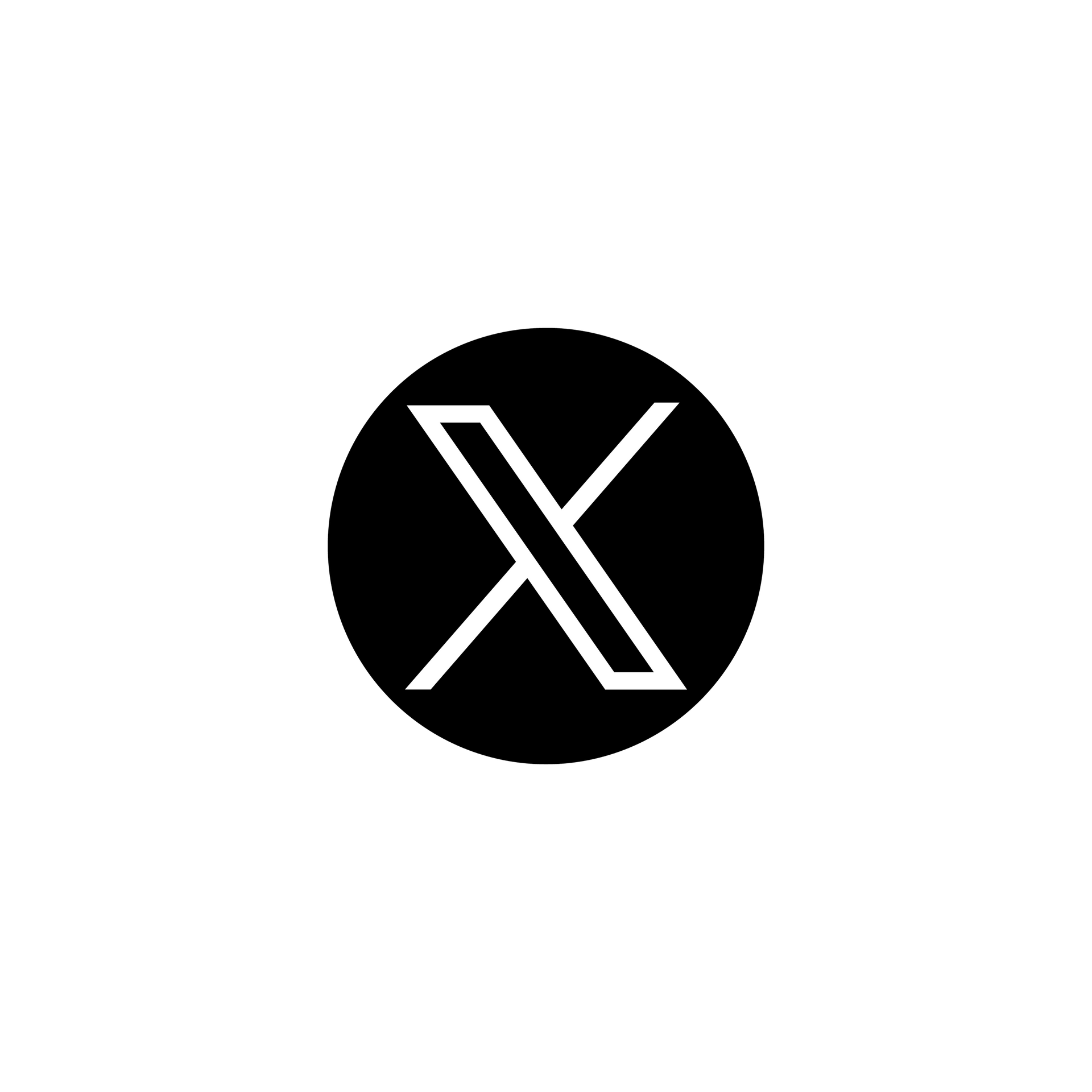 The letter x is in a black circle on a white background.