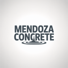 Mendoza Concrete logo: dark gray text over a stylized water drop and ripples.