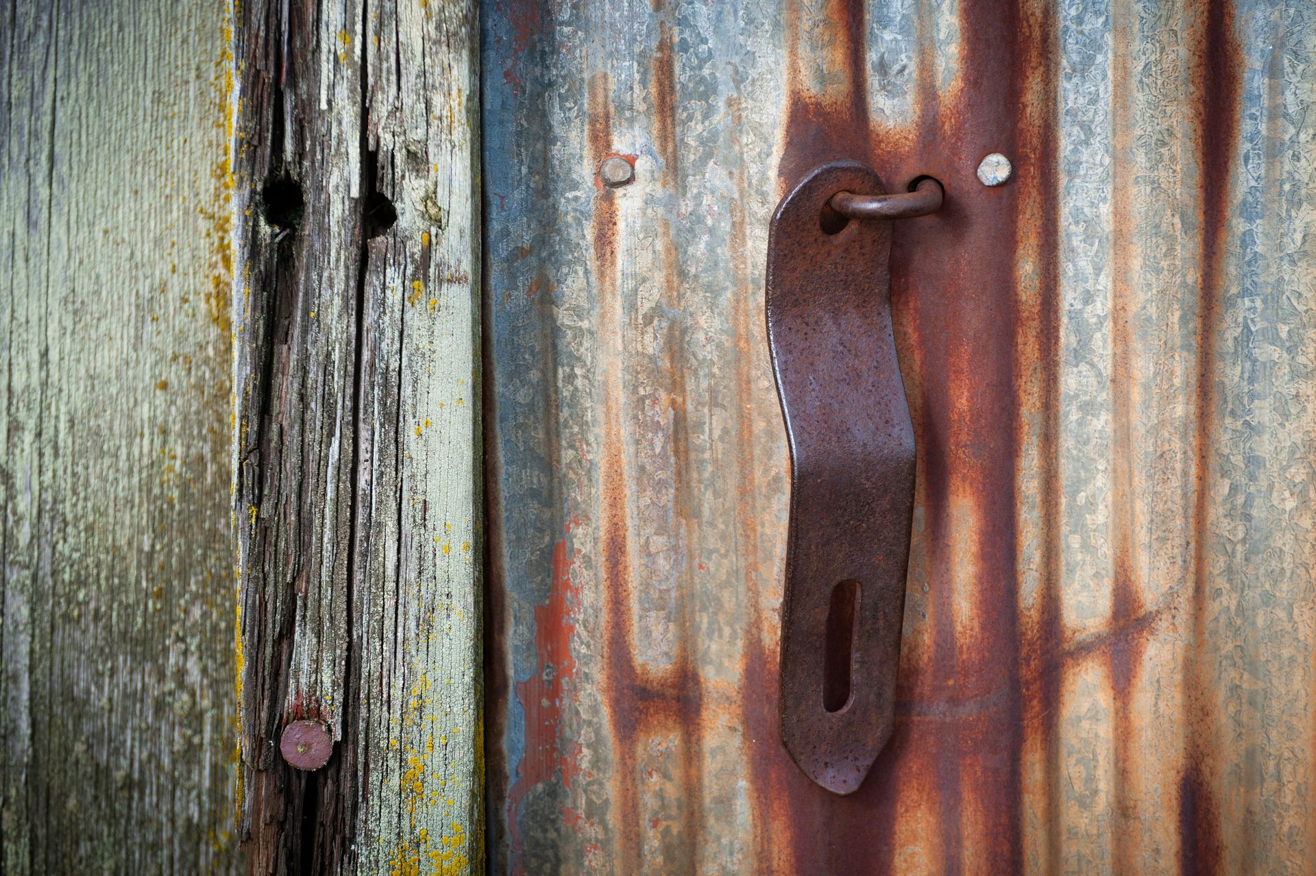 rust on a wall and metal ring