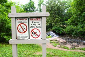 Waterfall Safety Signs