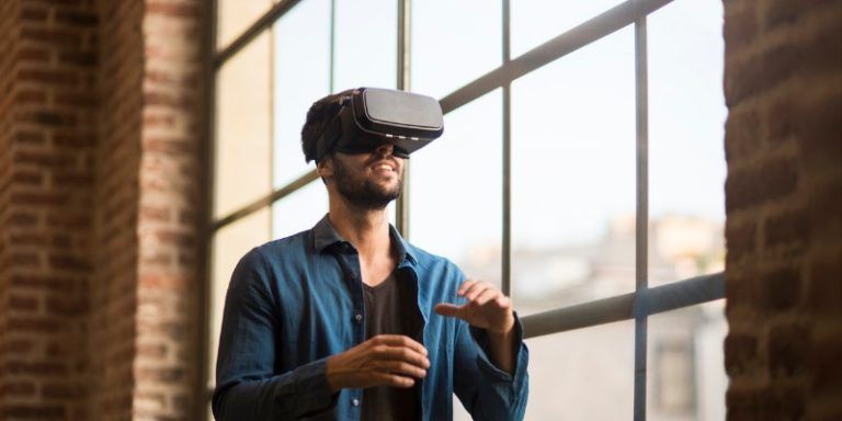 Man Using Virtual Reality Headset