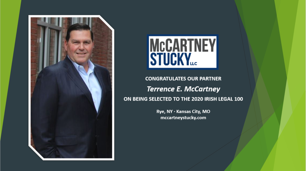 Terrence McCartney of McCartney Stucky, LLC. Man in suit smiling, with company logo and contact info.