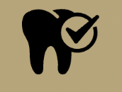 illustration of a tooth with a check mark.