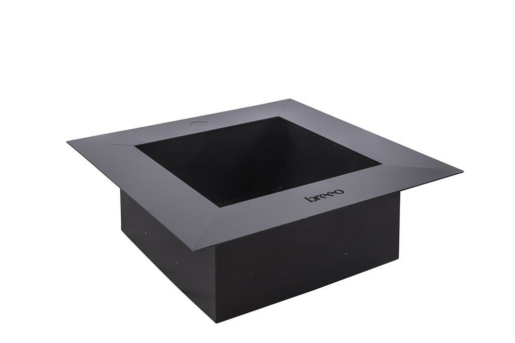 A black square box with a hole in the middle on a white background.